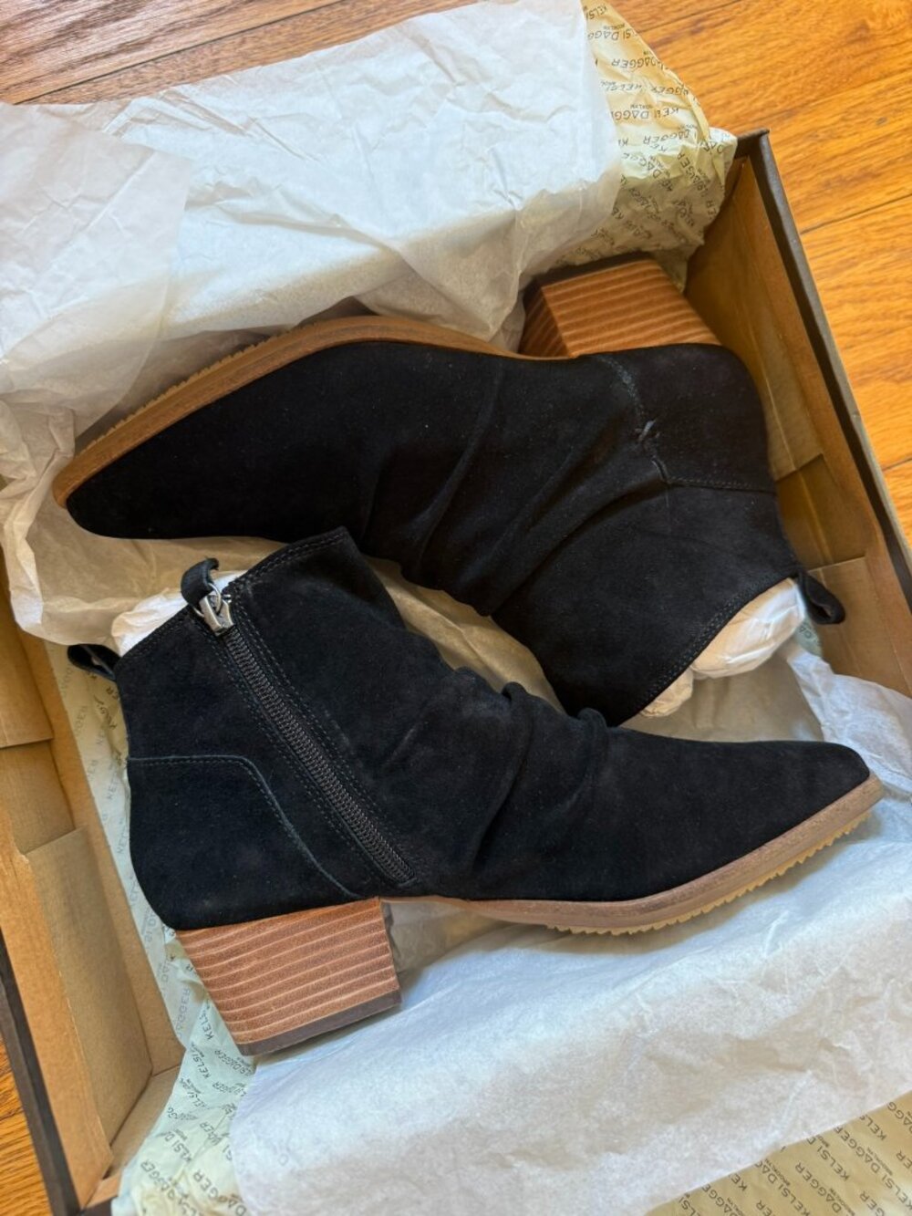 Kelsi Dagger Brooklyn Black Suede Ankle Boots